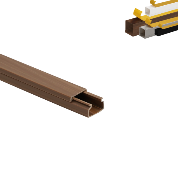 Moulure électrique adhésive 15x10 – Longueur 1 mètre – Blanc, Noir, Gris, Marron effet Bois