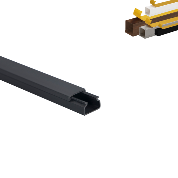 Moulure électrique adhésive 15x10 – Longueur 1 mètre – Blanc, Noir, Gris, Marron effet Bois