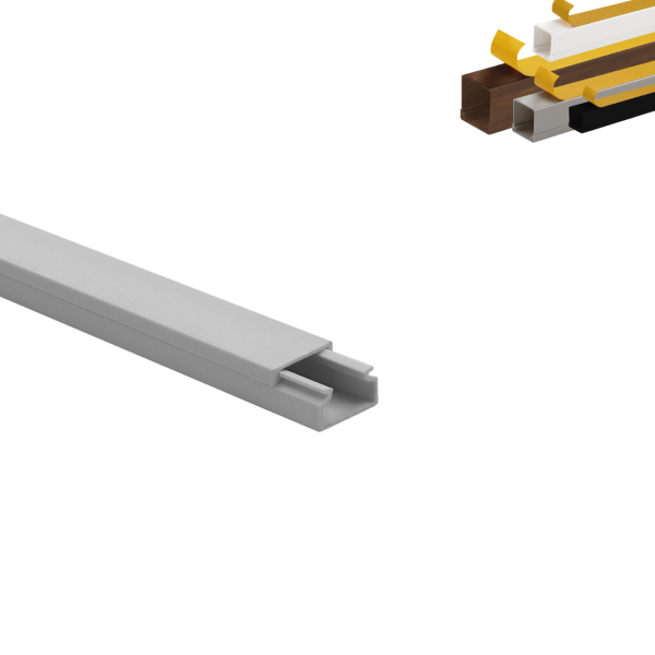 Moulure électrique adhésive 16x16 – Longueur 1 mètre – Blanc, Noir, Gris, Marron effet Bois
