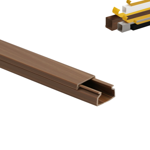 Moulure électrique adhésive 20x10 – Longueur 1 mètre – Blanc, Noir, Gris, Marron effet Bois