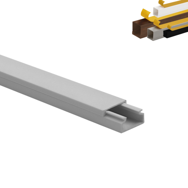 Moulure électrique adhésive 20x10 – Longueur 1 mètre – Blanc, Noir, Gris, Marron effet Bois Moulure électrique adhésive 20x10 – Longueur 1 mètre – Blanc, Noir, Gris, Marron effet Bois