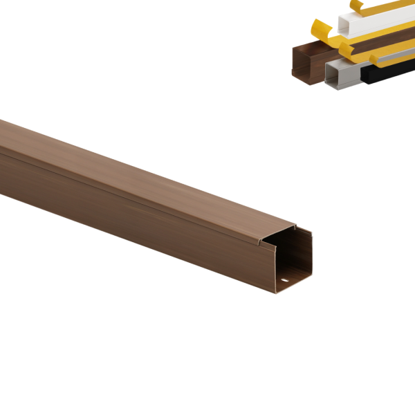 Moulure électrique adhésive 20x20 – Longueur 1 mètre – Blanc, Noir, Gris, Marron effet Bois