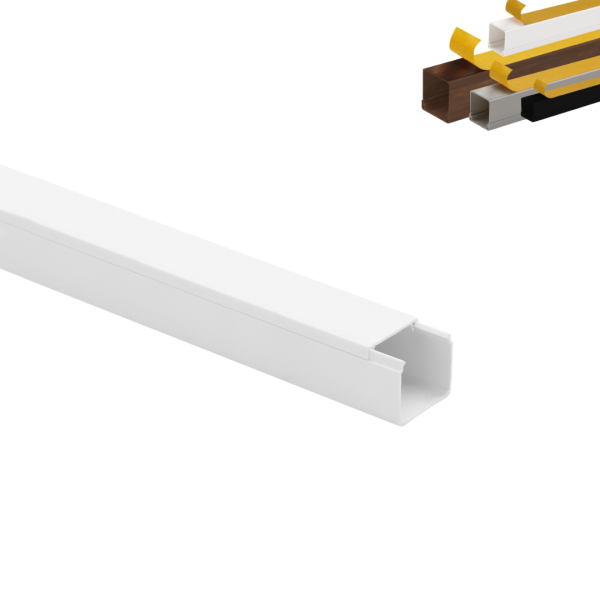 Moulure électrique adhésive 20x20 – Longueur 1 mètre – Blanc, Noir, Gris, Marron effet Bois
