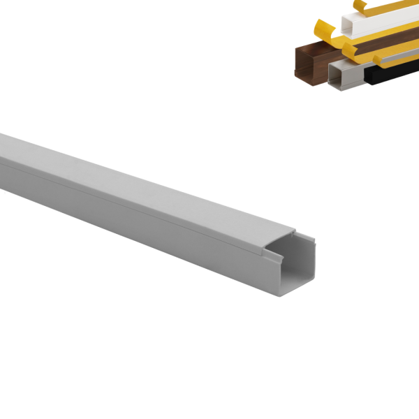 Moulure électrique adhésive 20x20 – Longueur 1 mètre – Blanc, Noir, Gris, Marron effet Bois