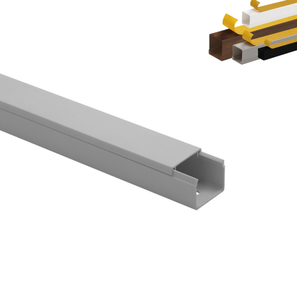 Moulure électrique adhésive 25x20 – Longueur 1 mètre – Blanc, Noir, Gris, Marron effet Bois