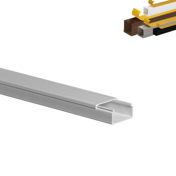 Moulure électrique adhésive 30x15 – Longueur 1 mètre – Blanc, Noir, Gris, Marron effet Bois
