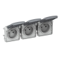 Legrand Plexo - Prise triple 2P+T complète en saillie gris IP55 Legrand Plexo - Prise triple 2P+T complète en saillie gris IP55