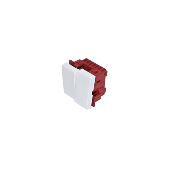 Interrupteur double va et vient blanc 45x45 Interrupteur double va et vient blanc 45x45