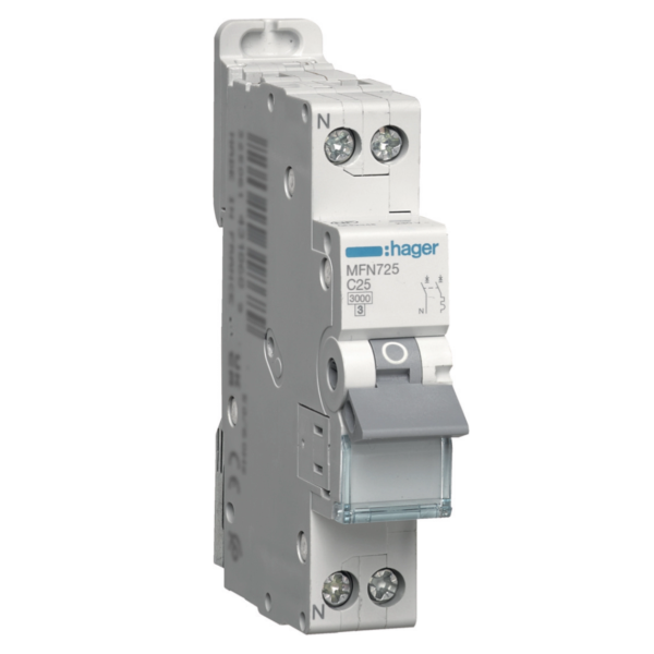 Hager - Disjoncteur 1P+N 3kA C-25A 1 Module Hager - Disjoncteur 1P+N 3kA C-25A 1 Module
