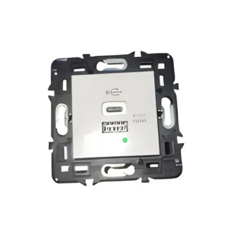 Module USB avec plaque de fixation alu 45x45 pour boîte encastrée