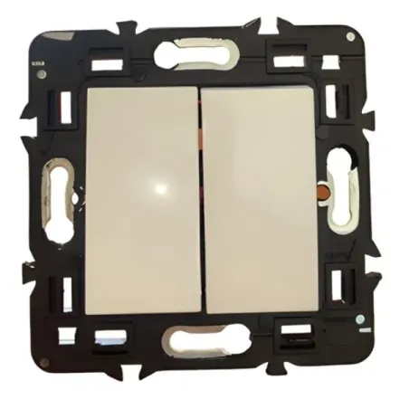 Module interrupteur double avec plaque de fixation alu 45x45 pour boîte encastré