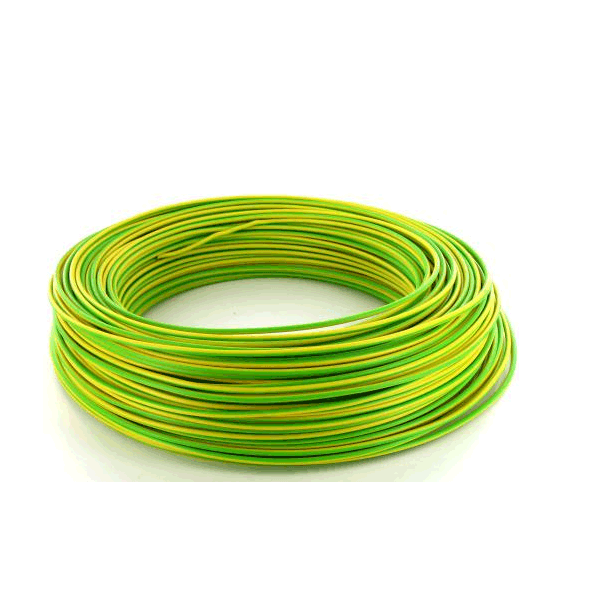 Fil électrique rigide H07VR 6mm2 vert/jaune 100m
